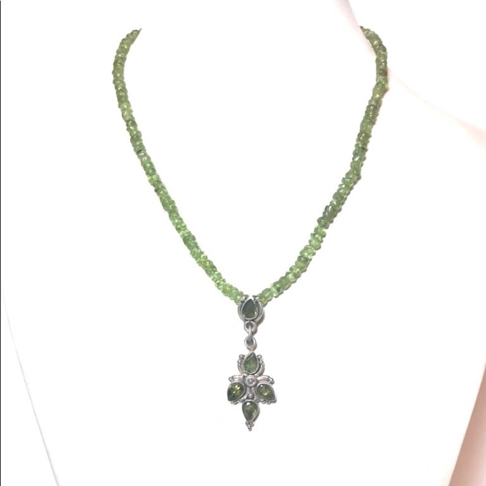 Artisan Peridot & Silver Necklace 16"